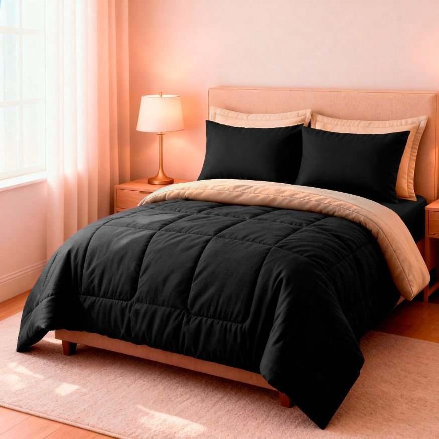 Kit Jogo de Cama Edredom Casal Queen 06 Peças Dupla Face Super Macio Premium Casa Dona