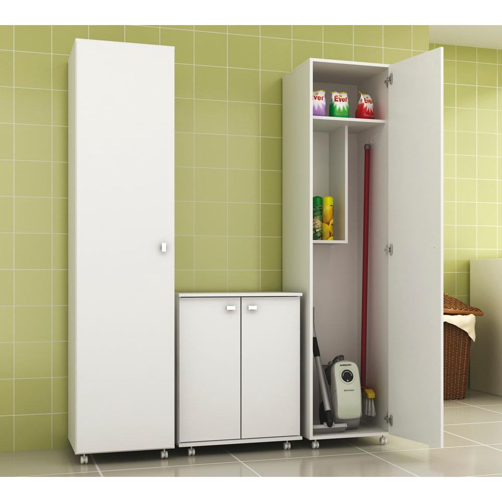 Conjunto De Armarios Para Lavanderia 03 Peças CJ2 Tecno Mobili