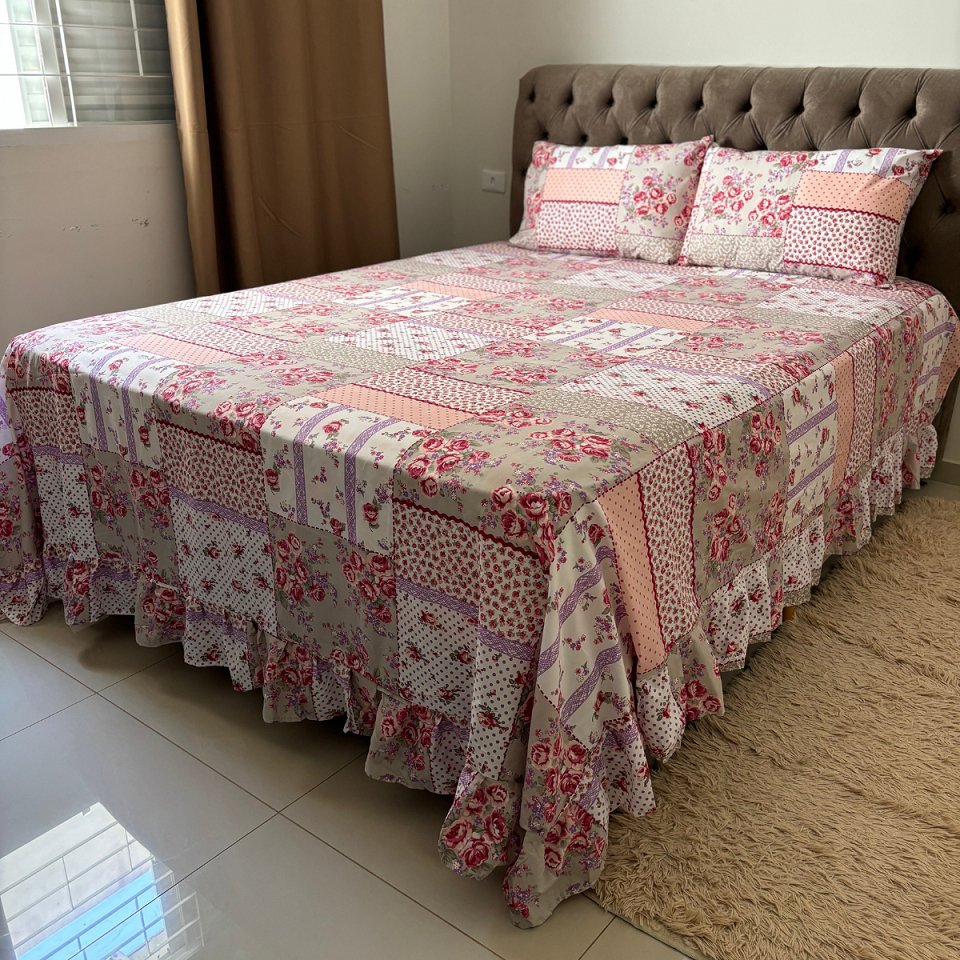 Colcha Cobre Leito Casal Helena 3 Peças 400 Fios